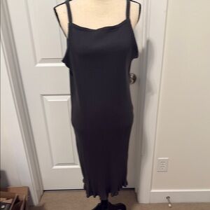 Eileen Fisher Olive Green Ribbed Midi Slip Dress